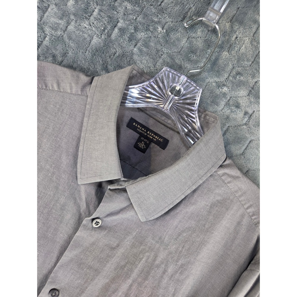 Banana Republic Mens XL Stretch Slim Fit Long Sleeve Button Down Shirt Gray